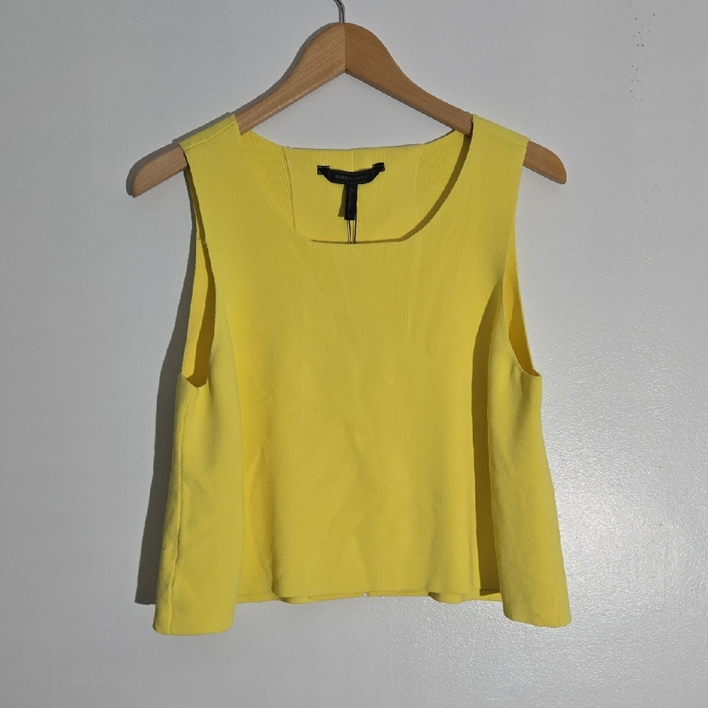 BCBGMAXAZRIA Limelight Yellow Sleeveless Top Size L